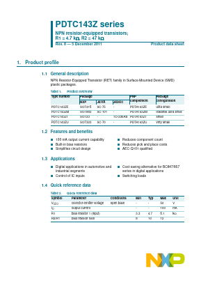 PDTC143ZE Datasheet PDF NXP Semiconductors.