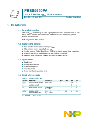 PBSS5620PA Datasheet PDF NXP Semiconductors.