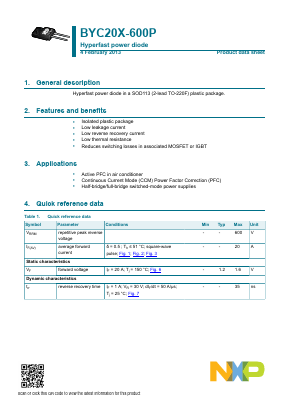 BYC20X-600P Datasheet PDF NXP Semiconductors.