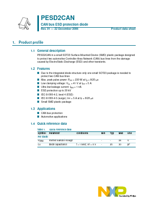 PESD2CAN Datasheet PDF NXP Semiconductors.