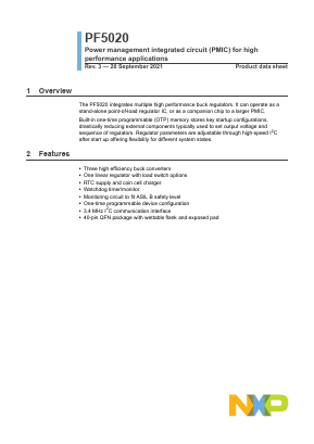 PF5020 Datasheet PDF NXP Semiconductors.