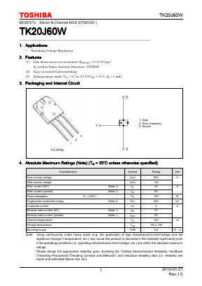 TK20J60W Datasheet PDF NXP Semiconductors.