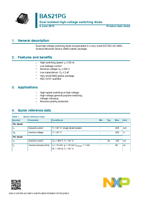 BAS21PG Datasheet PDF NXP Semiconductors.