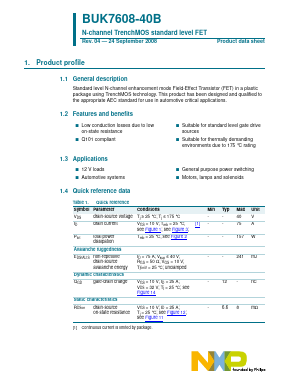 BUK7608-40B_08 Datasheet PDF NXP Semiconductors.