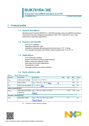 BUK761R4-30E Datasheet PDF NXP Semiconductors.