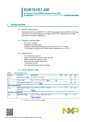 BUK761R7-40E Datasheet PDF NXP Semiconductors.