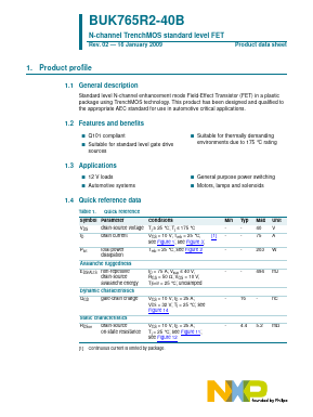 BUK765R2-40B Datasheet PDF NXP Semiconductors.