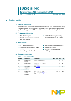 BUK6218-40C Datasheet PDF NXP Semiconductors.