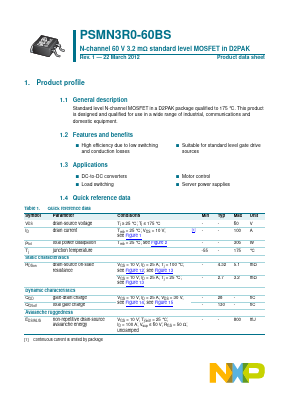 PSMN3R0-60BS Datasheet PDF NXP Semiconductors.