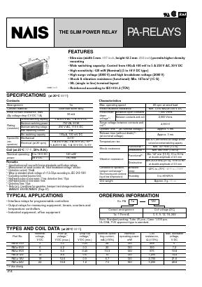 PA1A-12V Datasheet PDF Matsushita Electric Works