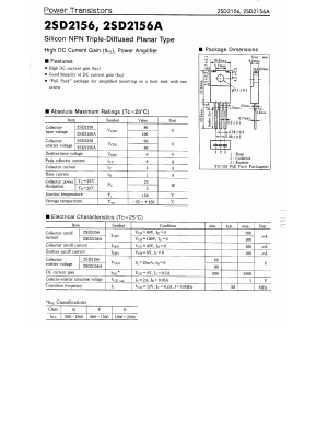 2SD2156A Datasheet PDF Matsushita Electric Works