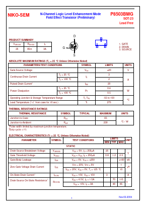 P8503BMG Datasheet PDF Niko Semiconductor