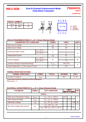 P2804HVG Datasheet PDF Niko Semiconductor