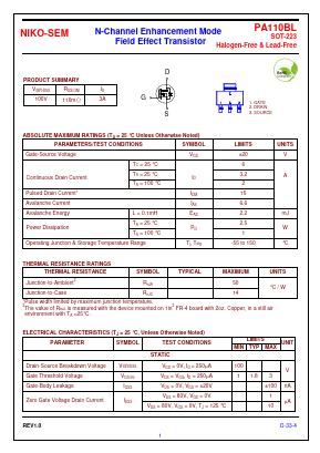 PA110BL Datasheet PDF Niko Semiconductor