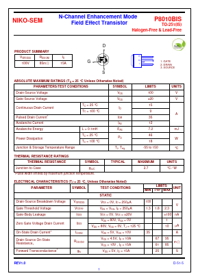 P8010BIS Datasheet PDF Niko Semiconductor
