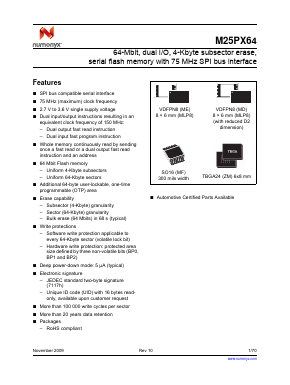 M25PX64-SOVMF6PA Datasheet PDF Numonyx -> Micron