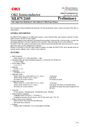 ML87V2105 Datasheet PDF Oki Electric Industry