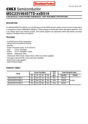 MSC23V46457TD-70BS16 Datasheet PDF Oki Electric Industry