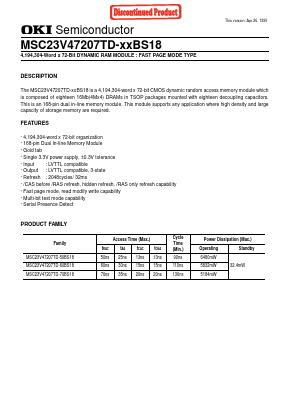 MSC23V47207TD-60BS18 Datasheet PDF Oki Electric Industry