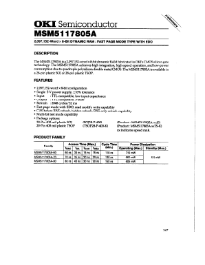 MSM5117805A-80JS Datasheet PDF Oki Electric Industry