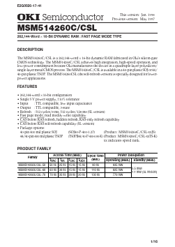 MSM514260C-50 Datasheet PDF Oki Electric Industry