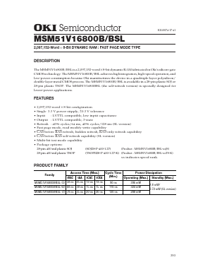 MSM51V16800B Datasheet PDF Oki Electric Industry