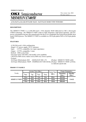 MSM51V17405F Datasheet PDF Oki Electric Industry