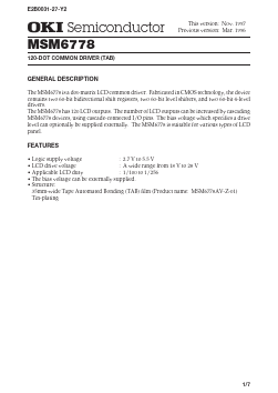 MSM6778AV-Z-01 Datasheet PDF Oki Electric Industry