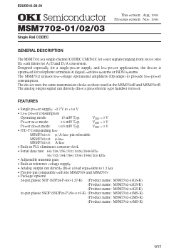 MSM7702 Datasheet PDF Oki Electric Industry