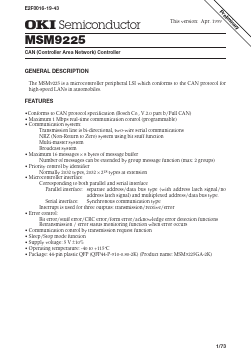 MSM9225 Datasheet PDF Oki Electric Industry