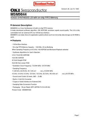 MSM9844 Datasheet PDF Oki Electric Industry