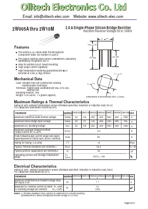 2W005A Datasheet PDF Olitech Electronics Co.Ltd