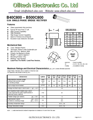 B80C800 Datasheet PDF Olitech Electronics Co.Ltd