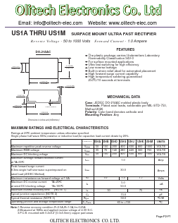 US1A Datasheet PDF Olitech Electronics Co.Ltd