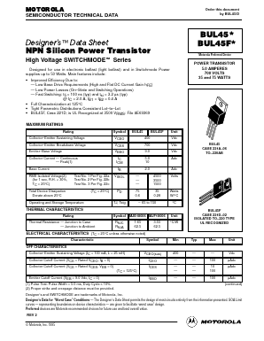 BUL45F Datasheet PDF ON Semiconductor