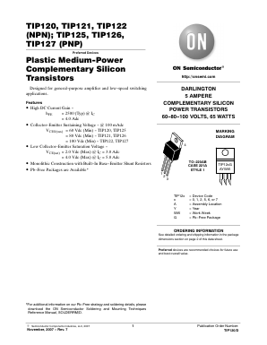 TIP120 Datasheet PDF ON Semiconductor