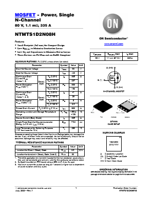 NTMTS1D2N08H Datasheet PDF ON Semiconductor