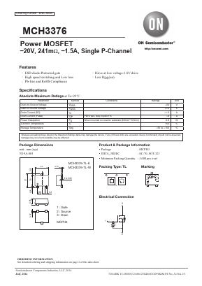 MCH3376-TL-E Datasheet PDF ON Semiconductor