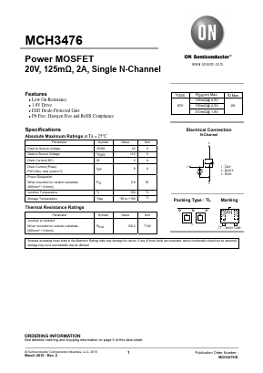 MCH3476-TL-W Datasheet PDF ON Semiconductor