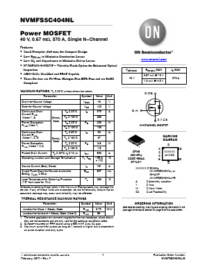 NVMFS5C404NLWFAFT1G Datasheet PDF ON Semiconductor