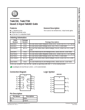 74ACT00PC Datasheet PDF ON Semiconductor
