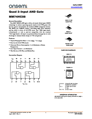 MM74HC08MTCX Datasheet PDF ON Semiconductor