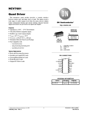 NCV7601 Datasheet PDF ON Semiconductor