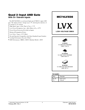 MC74LVX08D Datasheet PDF ON Semiconductor