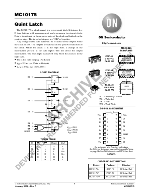 MC10175 Datasheet PDF ON Semiconductor