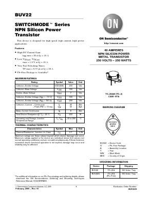 BUV22 Datasheet PDF ON Semiconductor