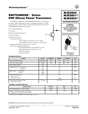 MJE5851 Datasheet PDF ON Semiconductor