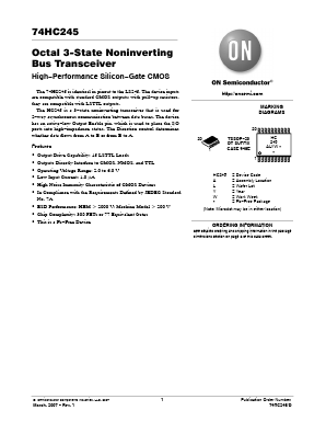 74HC245DTR2G Datasheet PDF ON Semiconductor