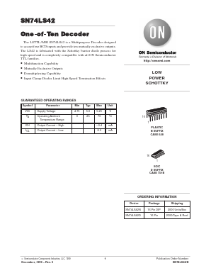 74LS42 Datasheet PDF ON Semiconductor