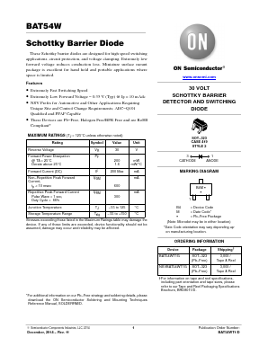 BAT54W Datasheet PDF ON Semiconductor